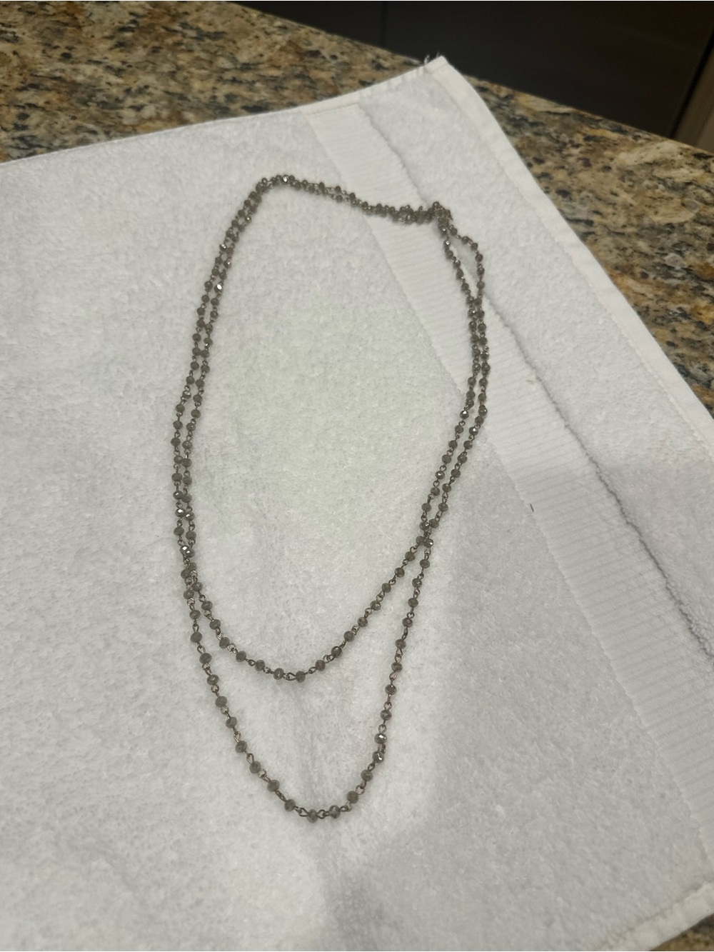 Delicate Layered Bead Necklace in Silver